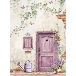 Papel de arroz Puerta Lavender 21x30cm Papeles|Decoupage