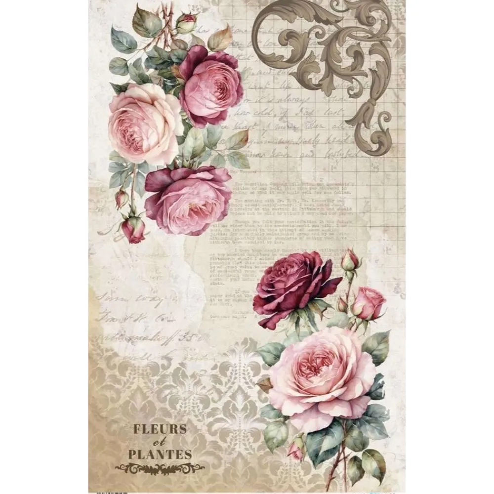Online Papel de Arroz Rosé I La Vie en Fleurs II 54x33cm Decoupage