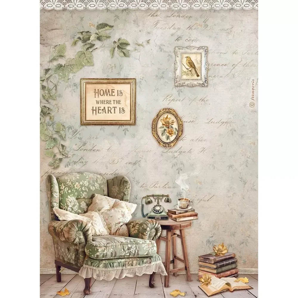 Online Papel de arroz Sillón Romantic Golden Harmony 21x30cm Papeles|Decoupage
