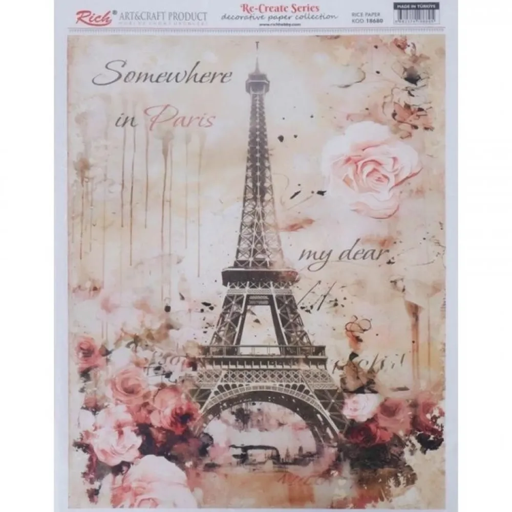 Papel de Arroz Somewhere in Paris 29x42cm Decoupage