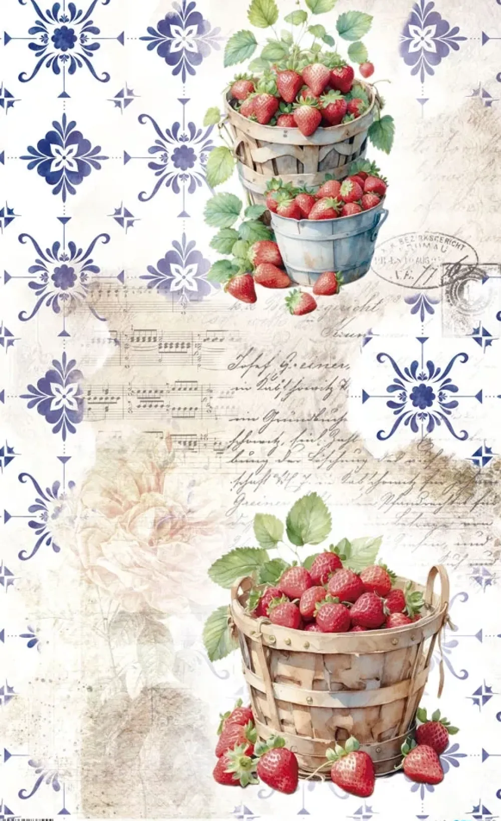 Outlet Papel de Arroz Strawberry IV Fruits Market 54x33cm Papel Y Decoupage