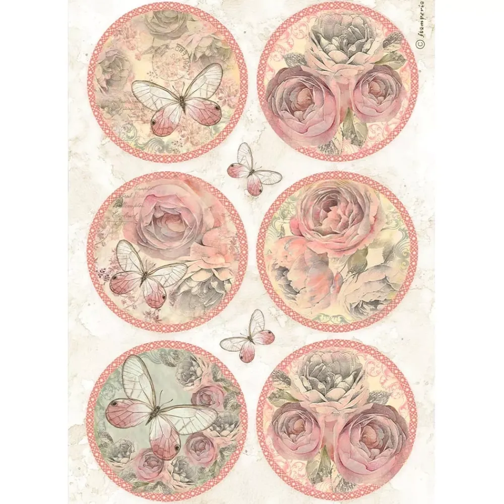 Best Papel de Arroz Tags Shabby Rose 21x30cm Decoupage