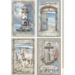 Hot Papel de arroz Tarjetas Silent Sea 21x30cm Decoupage|Papeles