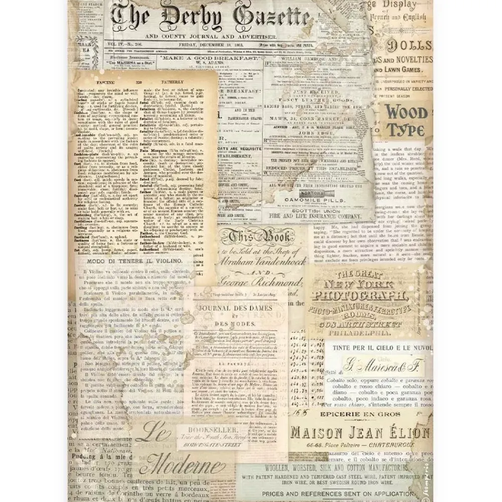 Hot Papel de arroz The Derby Gazette Best Sellers 21x30cm Papeles|Decoupage