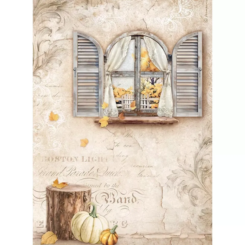 Hot Papel de arroz Ventana Romantic Golden Harmony 21x30cm Decoupage