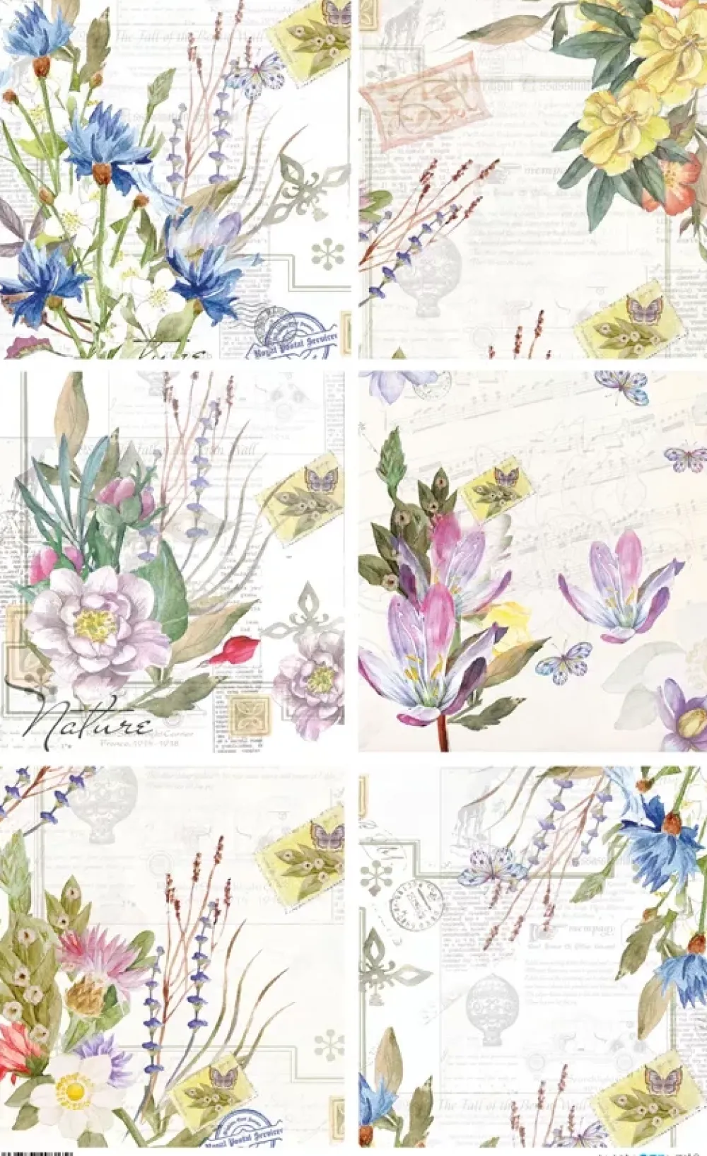 New Papel de arroz Vintage flowers 54x33cm Decoupage|Papeles