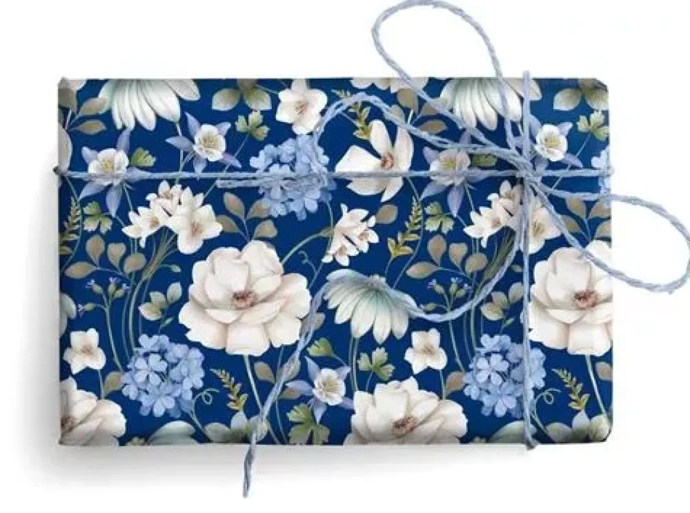 Outlet Papel flores azules y blancas 49,5x68cm Papeles|Papel Y Decoupage