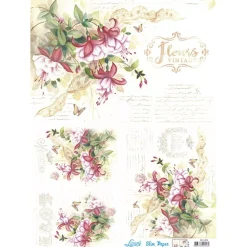 Papel Slim Decoupage Fleurs Vintage 47,3x33,8cm Decoupage