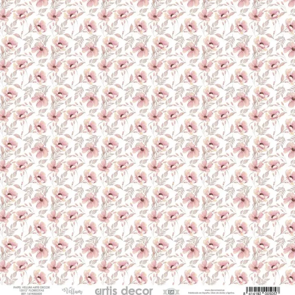 New Papel vellum Florecitas 30x30cm Papeles