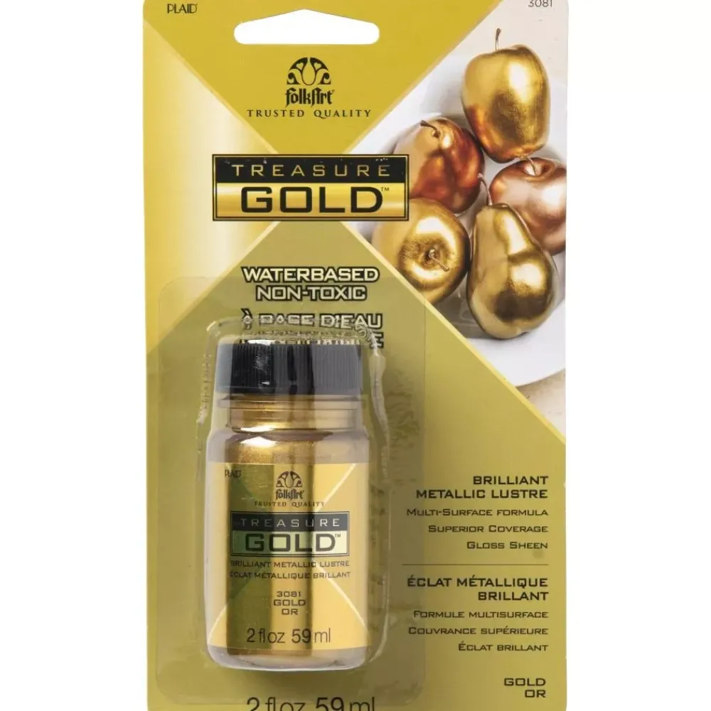 Pintura Acrílica Treasure Gold Gold Folkart 59ml Pinturas Acrílicas