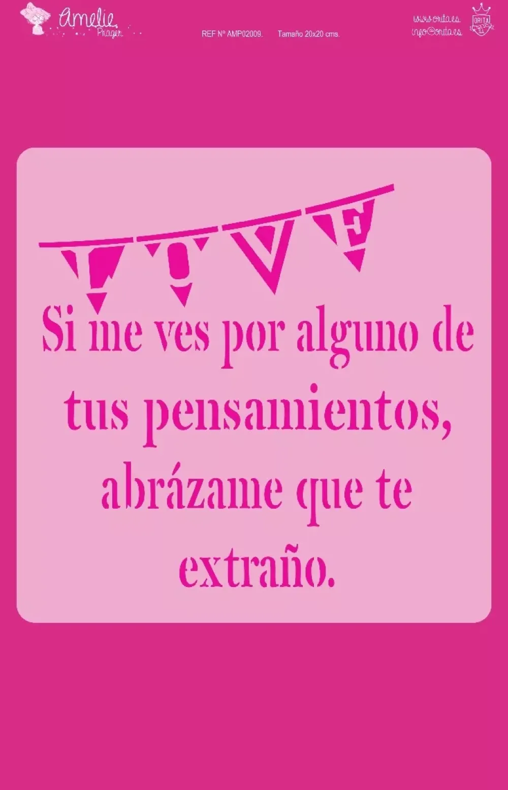 Online Plantilla de stencil Banderines Love 20x20cm Plantillas