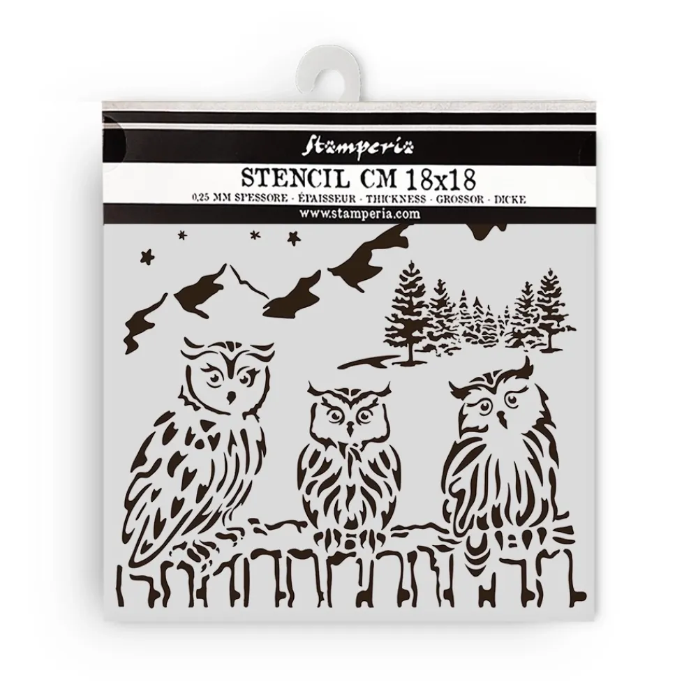 Online Plantilla de stencil Búhos The Owl's House 18x18cm Plantillas