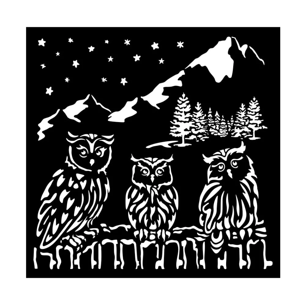 Online Plantilla de stencil Búhos The Owl's House 18x18cm Plantillas