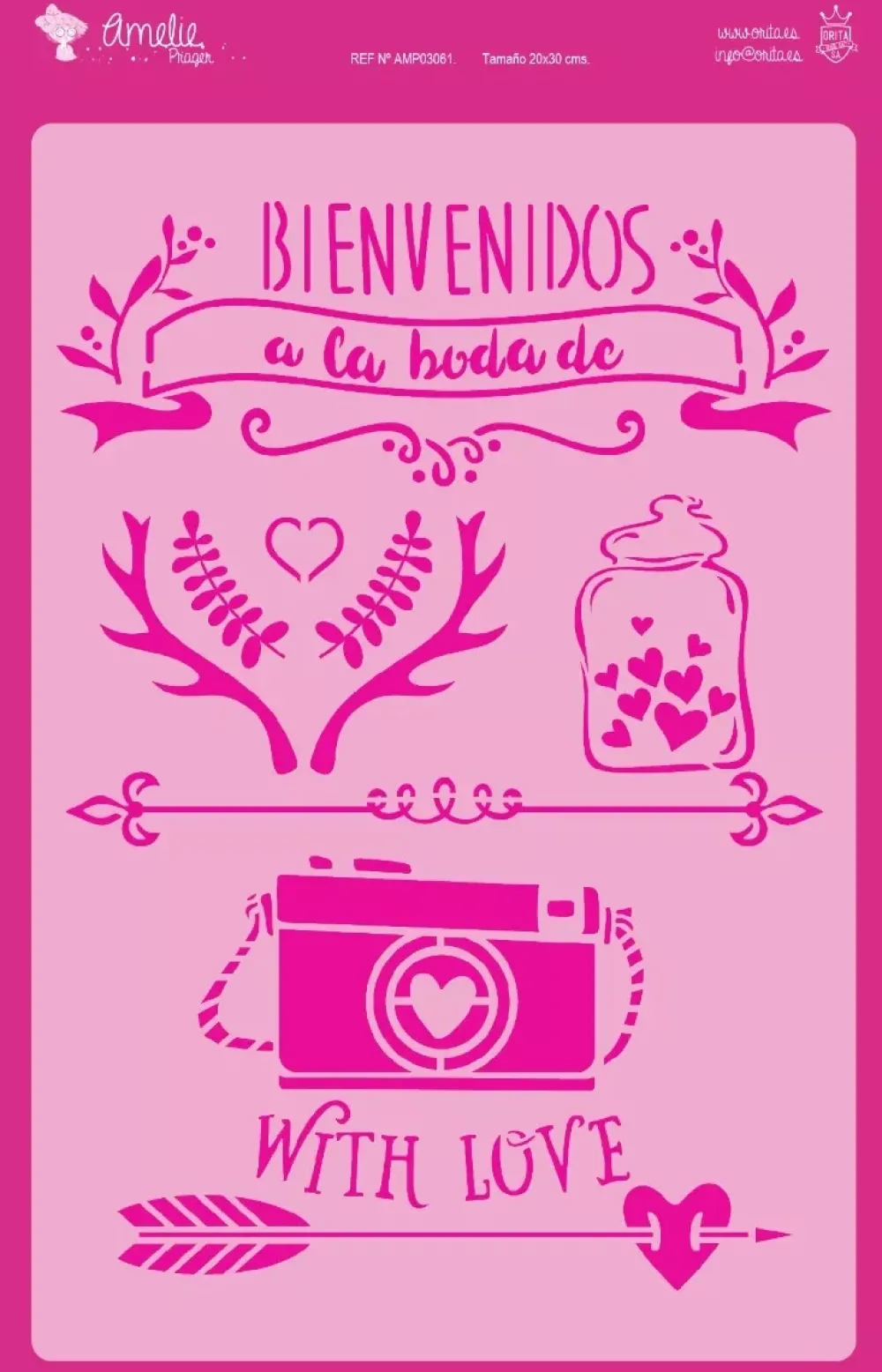 Online Plantilla de stencil Bienvenidos a la boda 20x30cm Plantillas