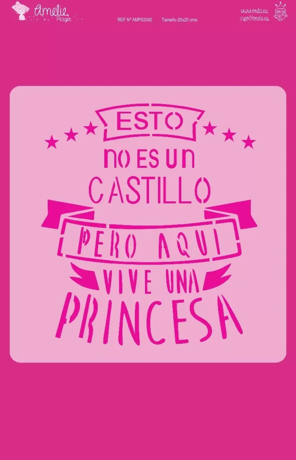 Plantilla de stencil Castillo princesa 20x20cm Plantillas