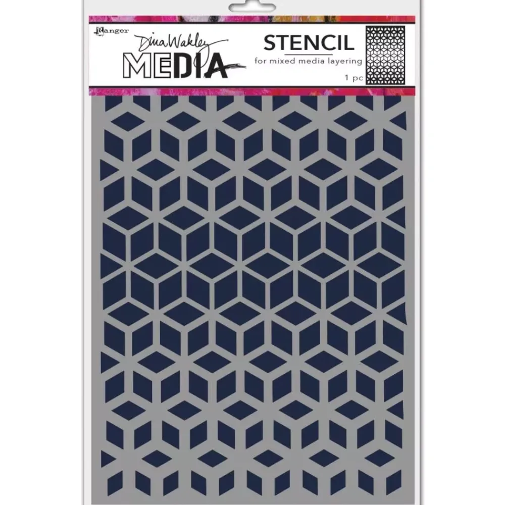 Discount Plantilla de Stencil Cubed Dina Wakley Media Plantillas
