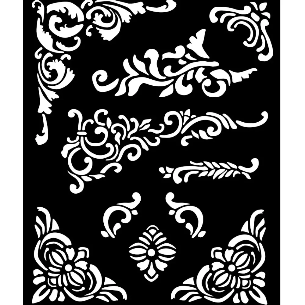 Online Plantilla de stencil Esquinas Decorativas Vintage Library 20x25cm Plantillas