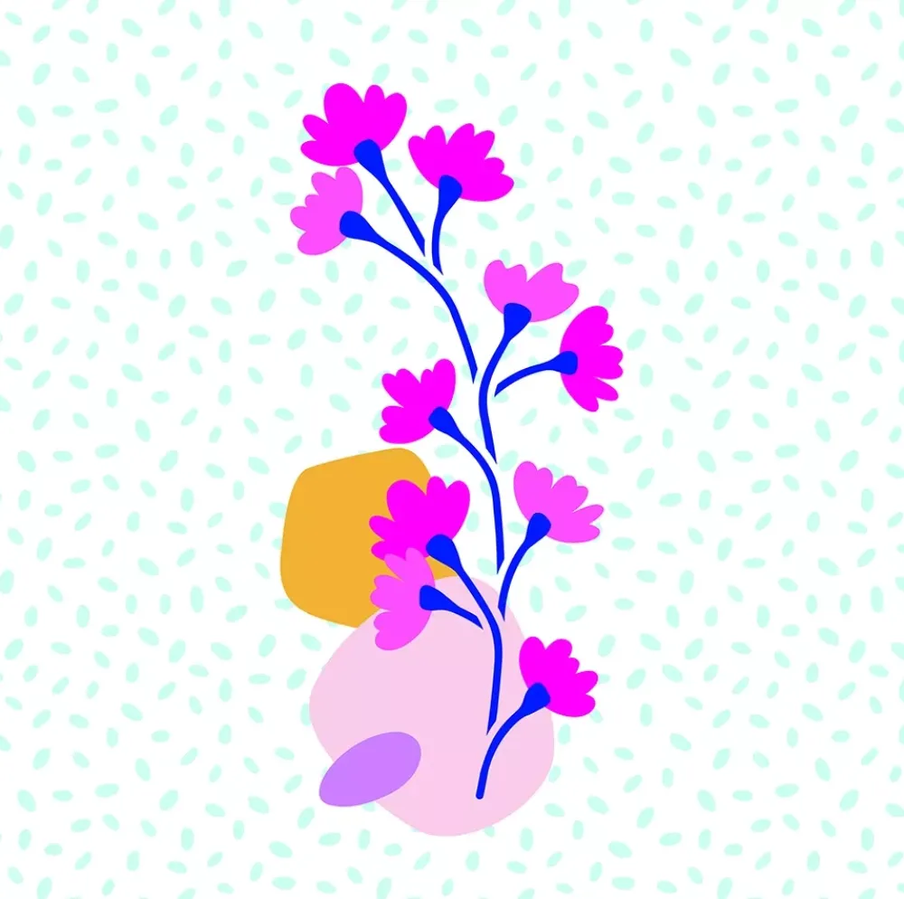 Online Plantilla de Stencil Flores Color Block Plantillas