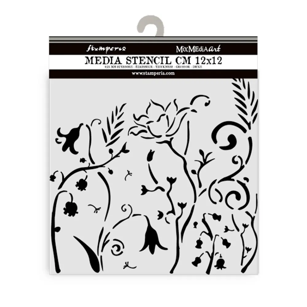 Online Plantilla de stencil Flores Romantic Hidden Grove 12x12cm Plantillas