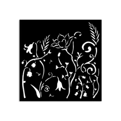 Online Plantilla de stencil Flores Romantic Hidden Grove 12x12cm Plantillas