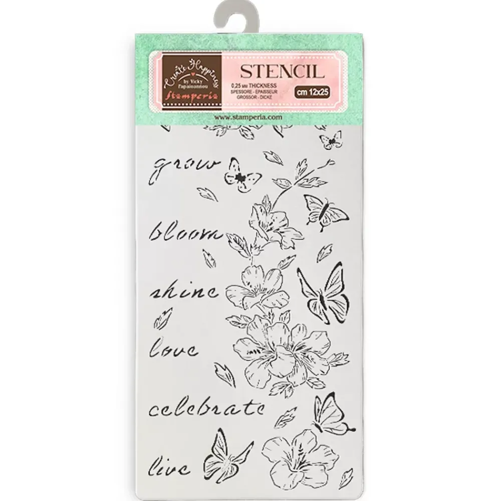 Clearance Plantilla de stencil Flores y Mariposas Secret Diary 12x25cm Plantillas