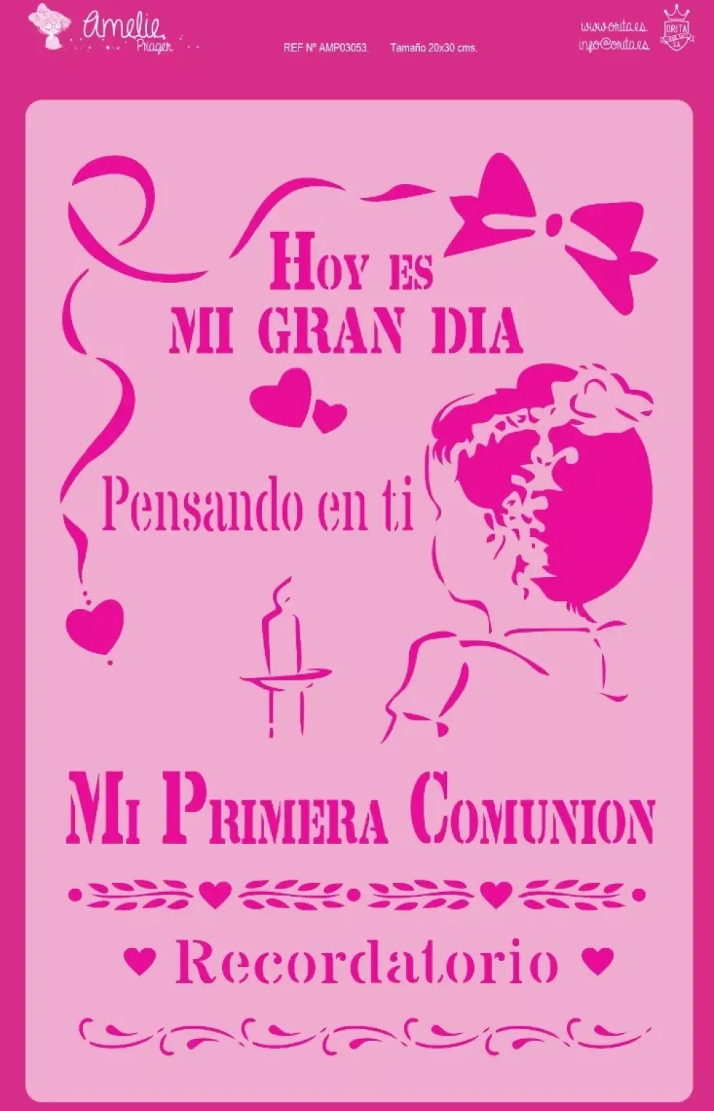 Plantilla de stencil Mi primera Comunión 20x30cm Plantillas