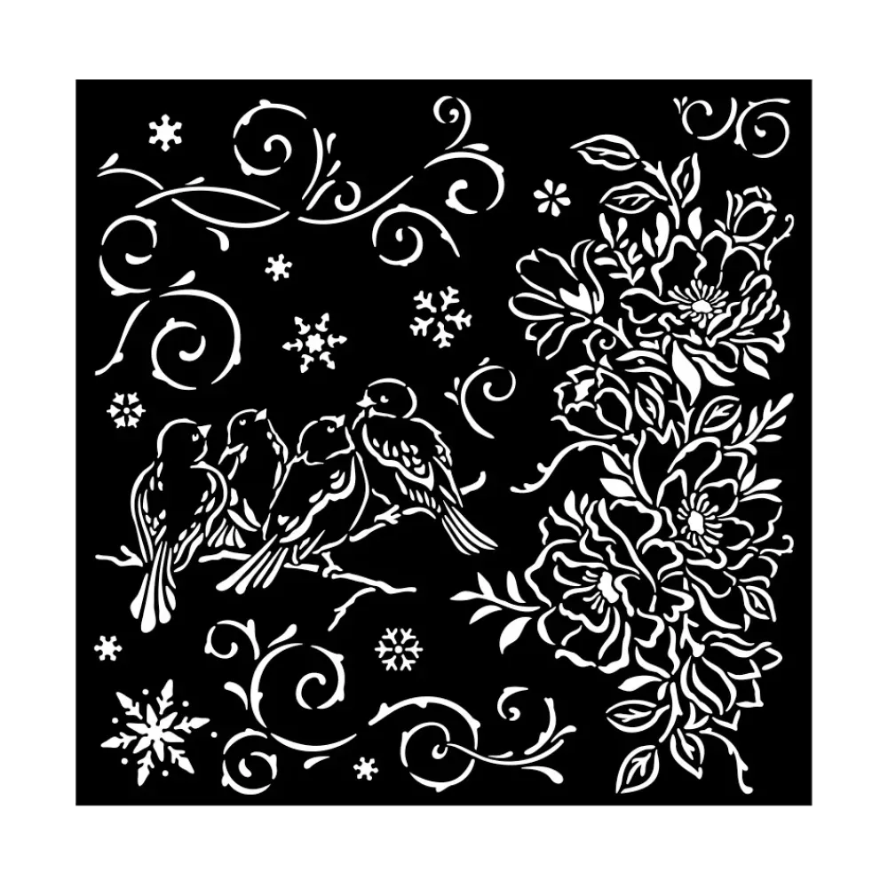 Plantilla de stencil Pajaritos Blue Land 18x18cm Plantillas