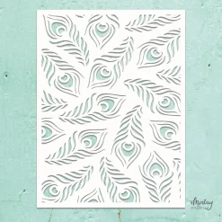 Online Plantilla de Stencil Peacock Feathers 15x20cm Plantillas