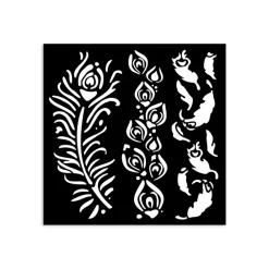 Discount Plantilla de stencil Plumas Masquerade 12x12cm Plantillas