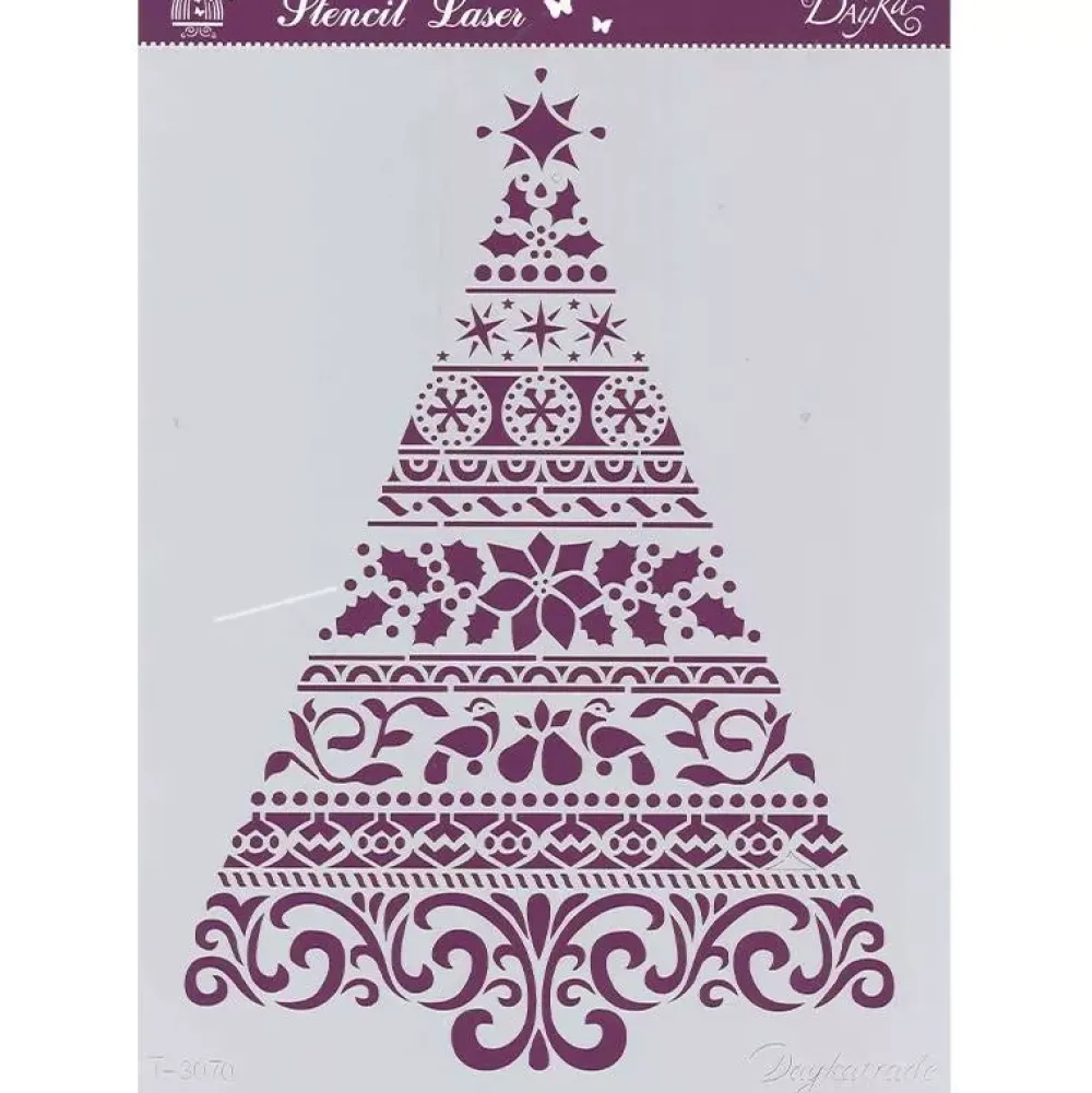 Outlet Plantilla de Stencil T-3070 Árbol de Navidad 21x30cm Dayka Plantillas