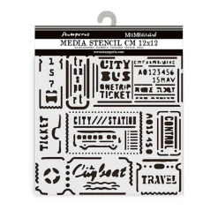 New Plantilla de stencil Tickets Art of Travelling 12x12cm Plantillas
