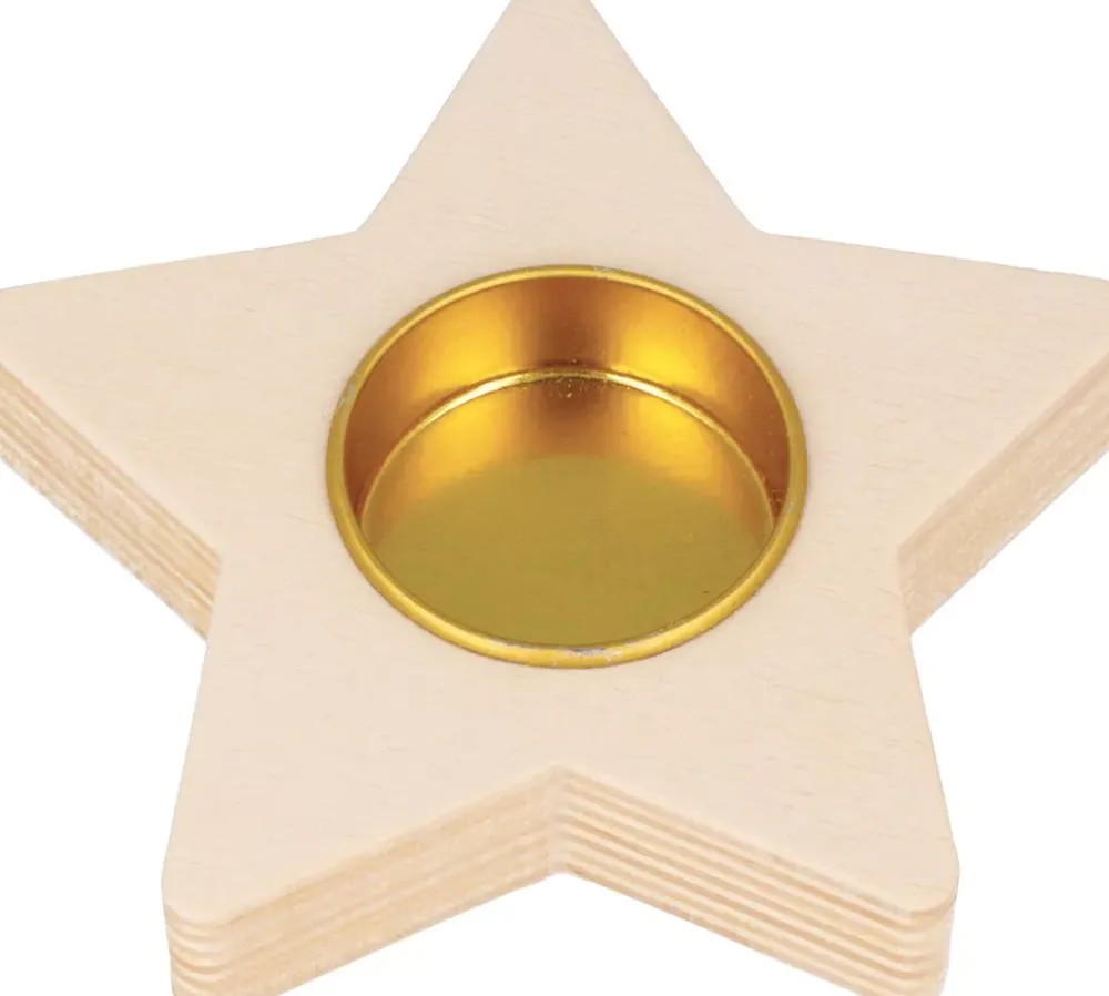 Outlet Portavelas De Madera Estrella Maderas