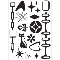 Outlet Sellos + plantillas de stencil Retro Plantillas