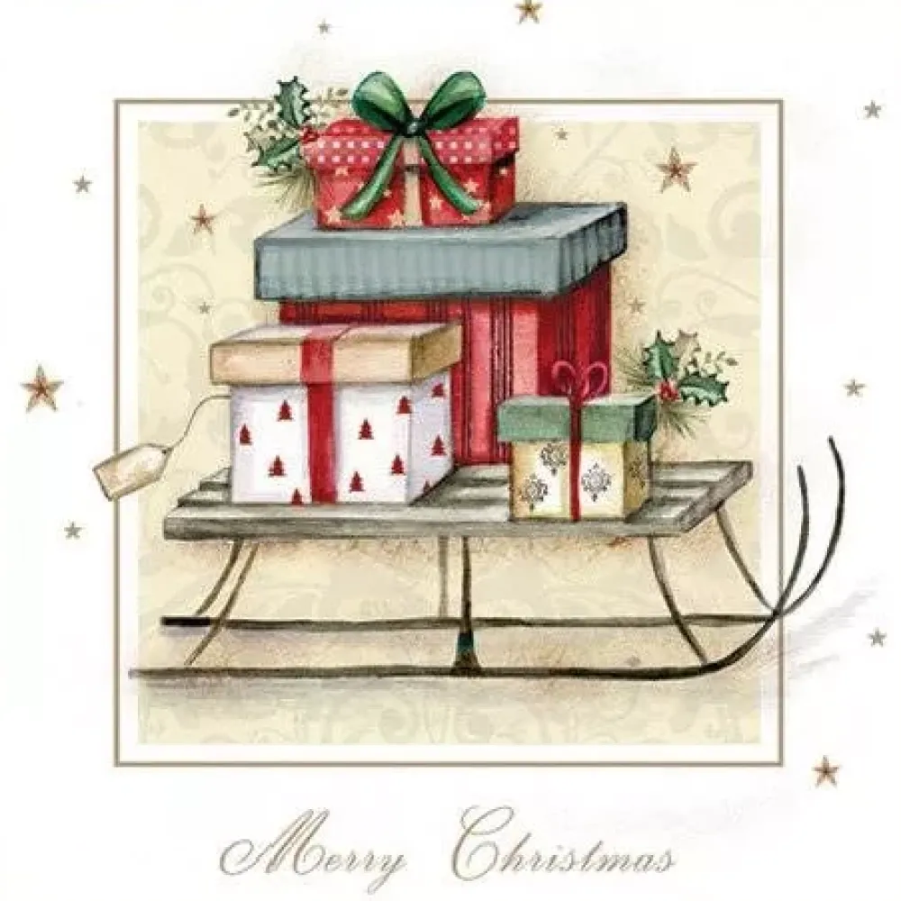 New Servilletas de papel Merry Christmas Sleigh 33x33cm Navidad