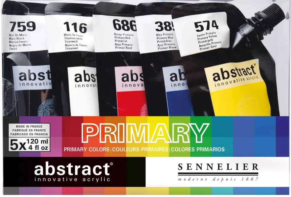New Set 5 Acrílicos Abstract Colores Primarios 120ml Pinturas Acrílicas