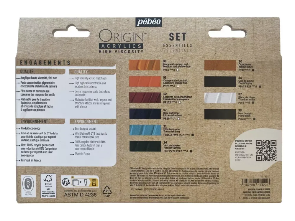 Online Set 10 acrílicos ecológicos Essentials Origin 60ml Pinturas Acrílicas