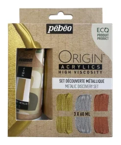 Sale Set 3 acrílicos ecológicos metálicos Origin 60ml Pinturas Acrílicas