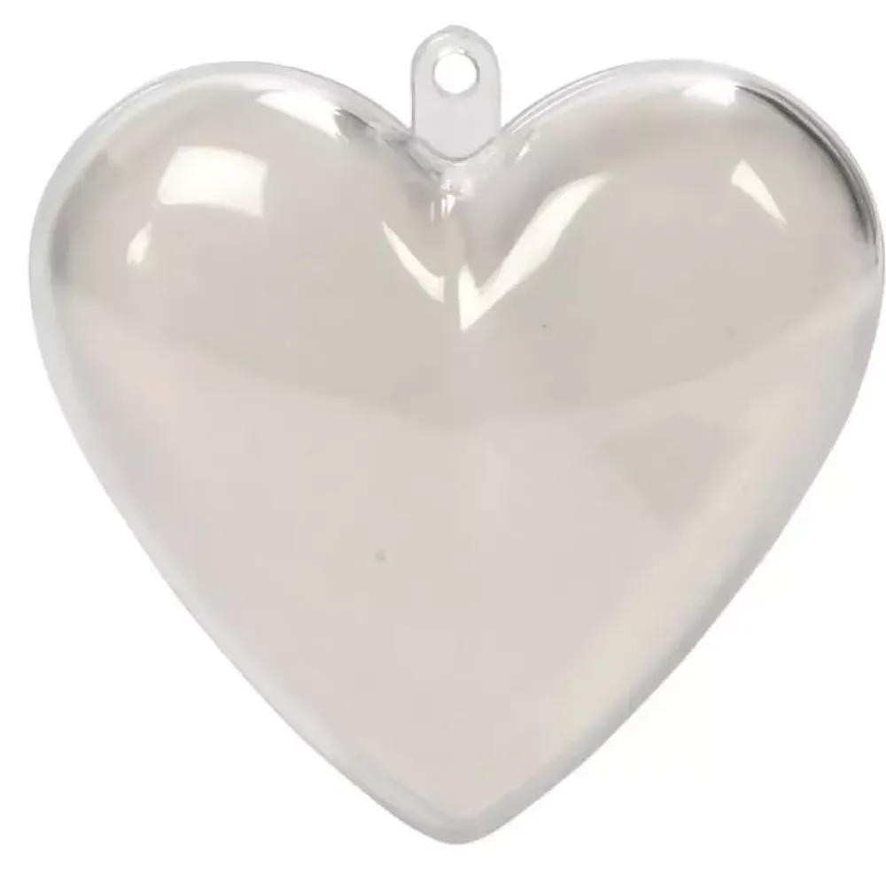 Discount Set 10 Adornos Transparentes Corazón Navidad
