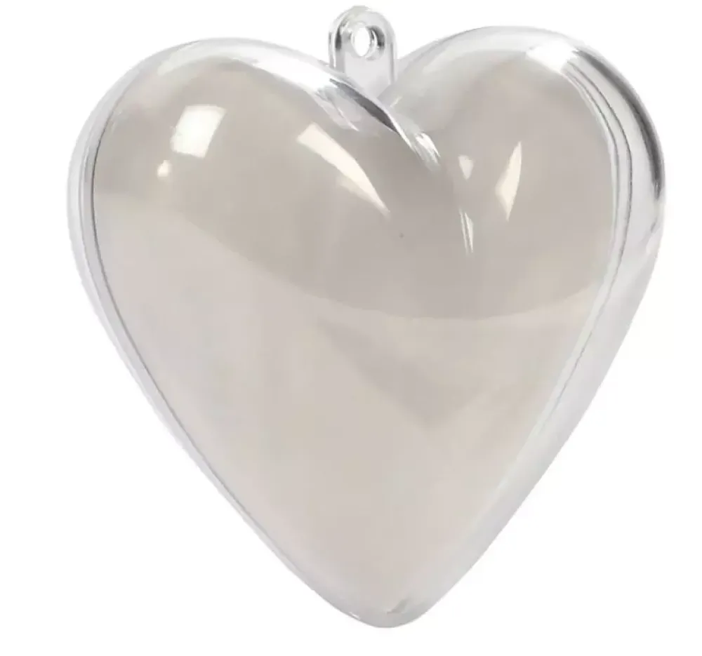 Discount Set 10 Adornos Transparentes Corazón Navidad