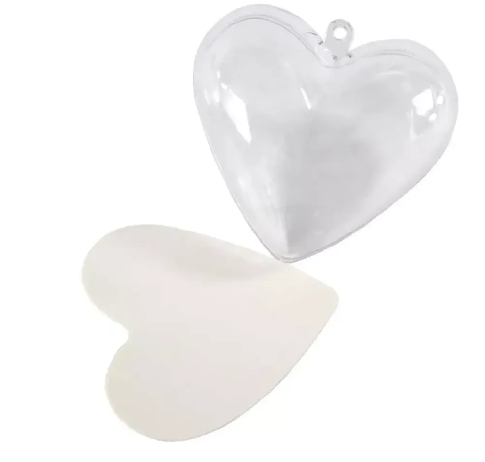 Discount Set 10 Adornos Transparentes Corazón Navidad