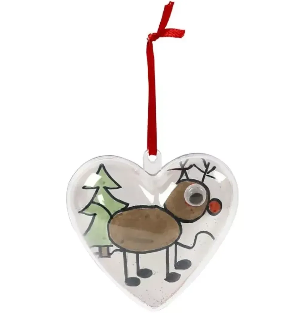 Discount Set 10 Adornos Transparentes Corazón Navidad