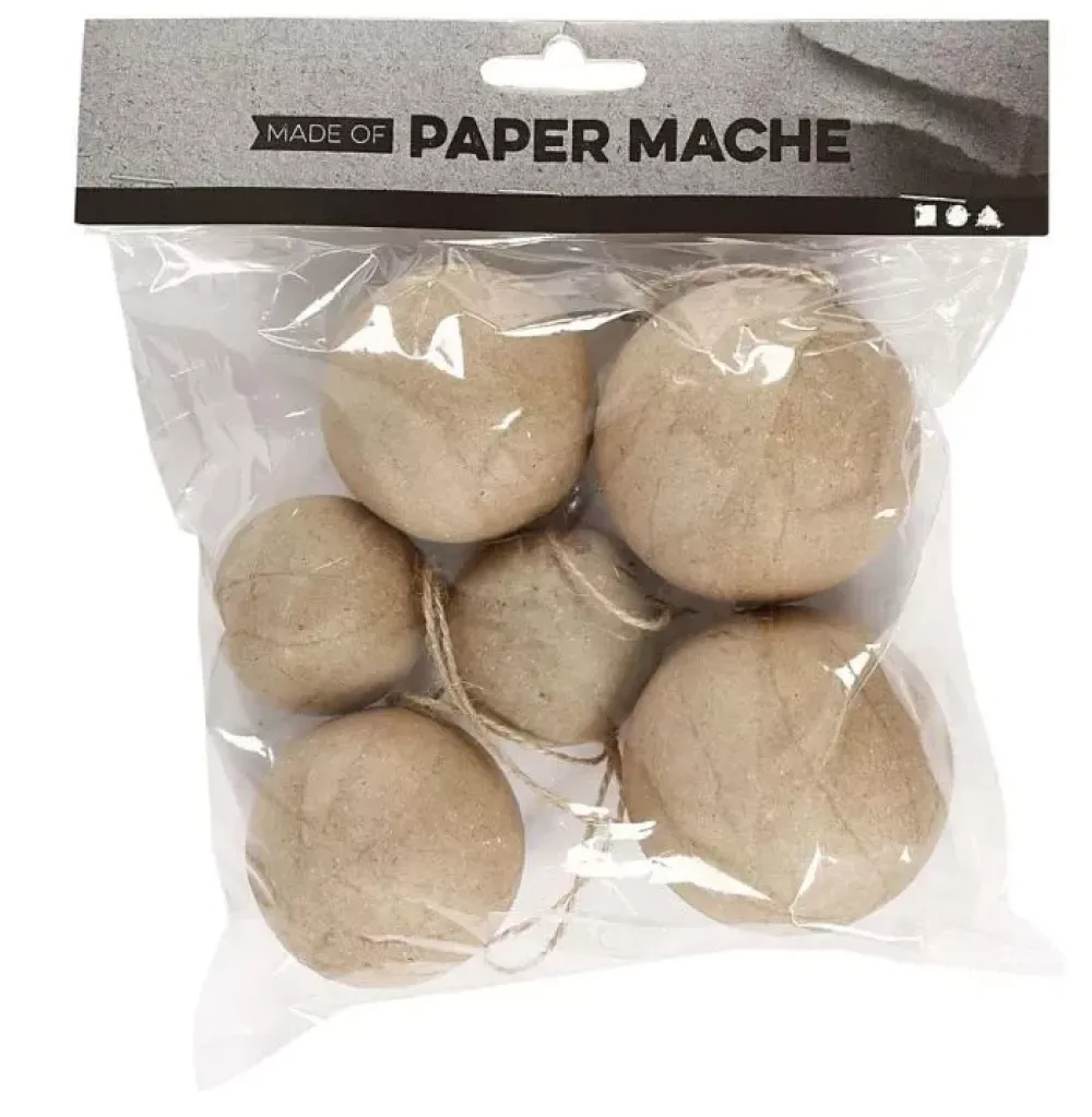 Clearance Set 6 Bolas Papel Maché Cartón Y Papel Maché|Navidad