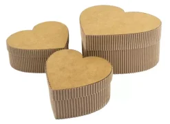 Outlet Set 3 cajas corazón de regalo kraft Cartón Y Papel Maché