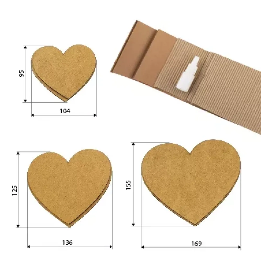 Outlet Set 3 cajas corazón de regalo kraft Cartón Y Papel Maché