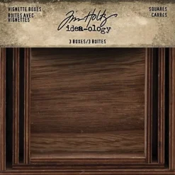 New Set 3 Cajas de Madera Cuadradas Idea-Ology Tim Holtz Maderas|Organización
