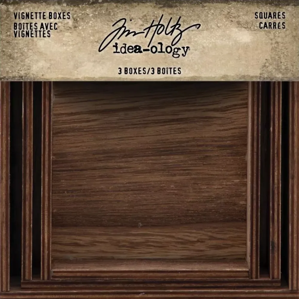 New Set 3 Cajas de Madera Cuadradas Idea-Ology Tim Holtz Maderas|Organización
