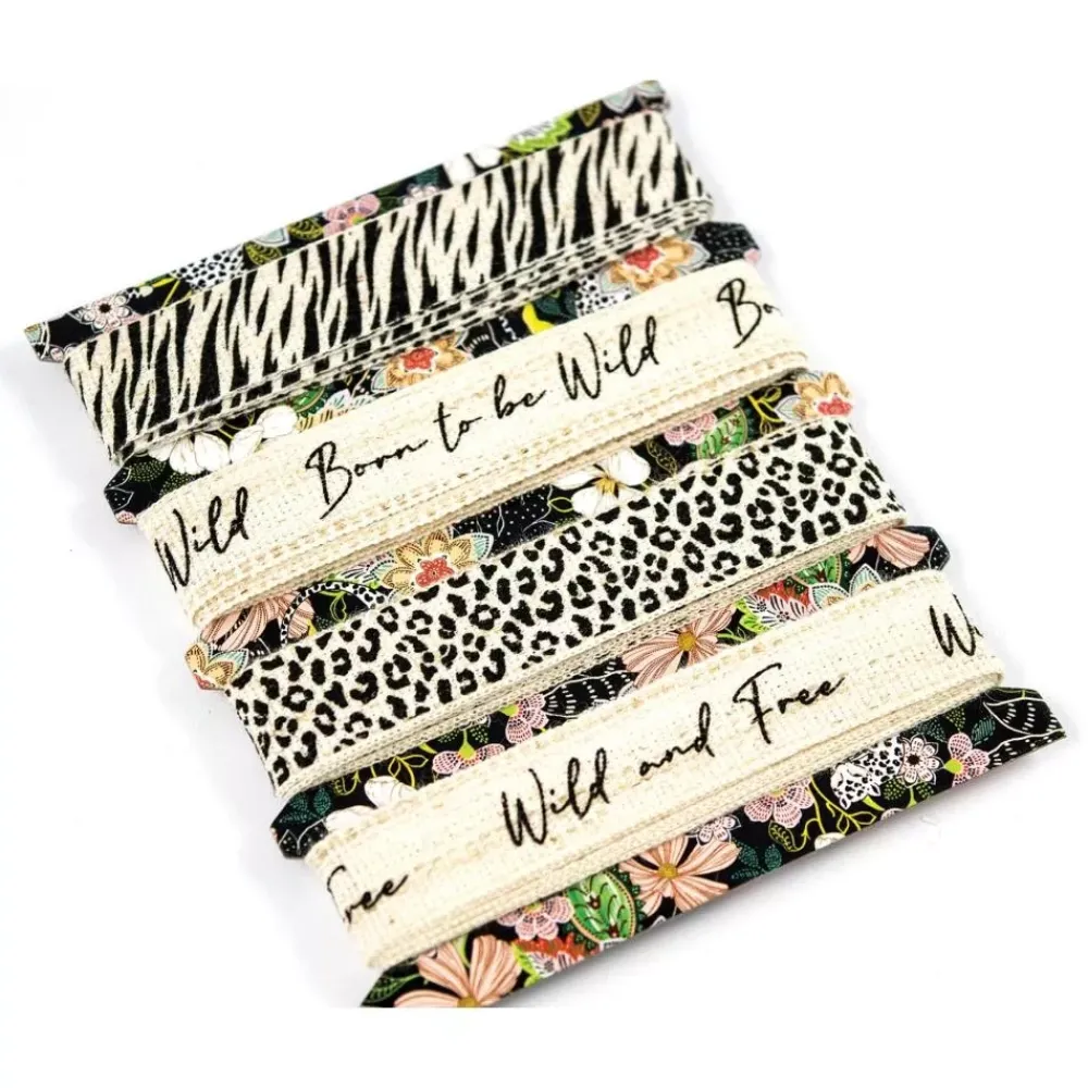 Discount Set 4 Cintas Enchanted Jungle Telas, Sedas Y Fieltro