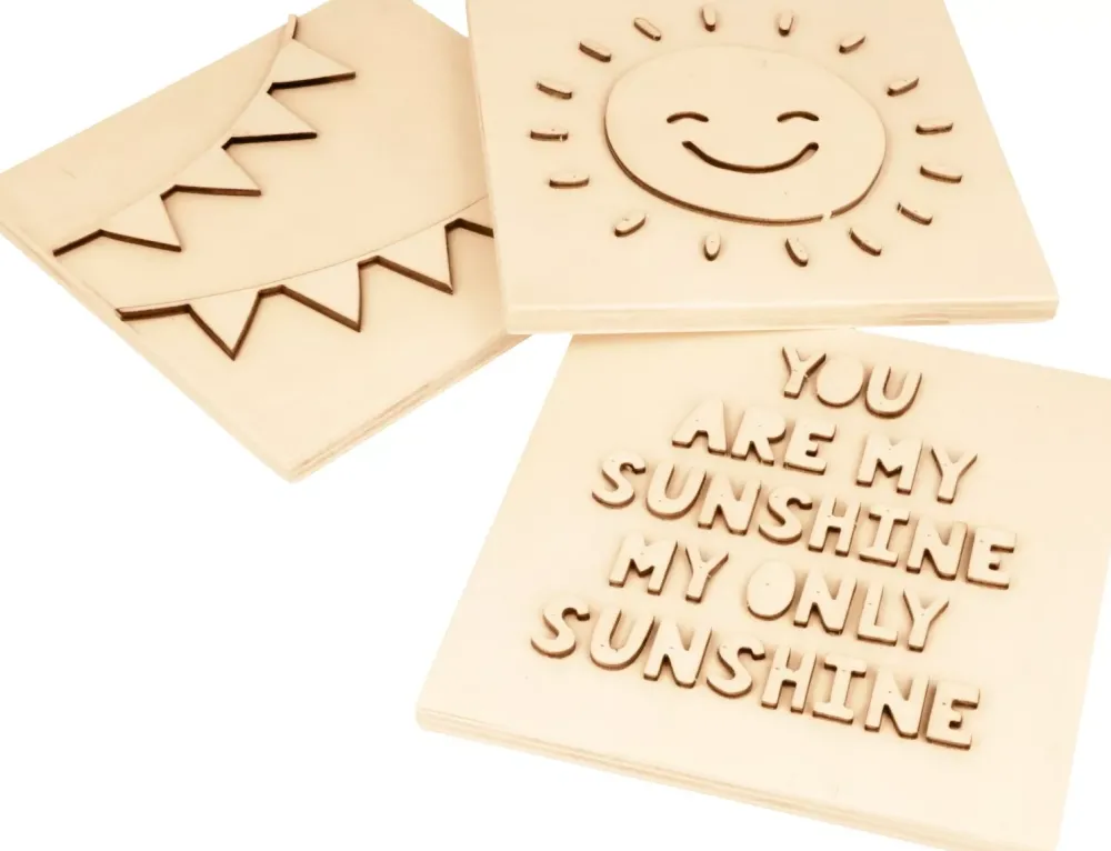 Best Set 3 Cuadros de Madera Jolies Comptines Maderas