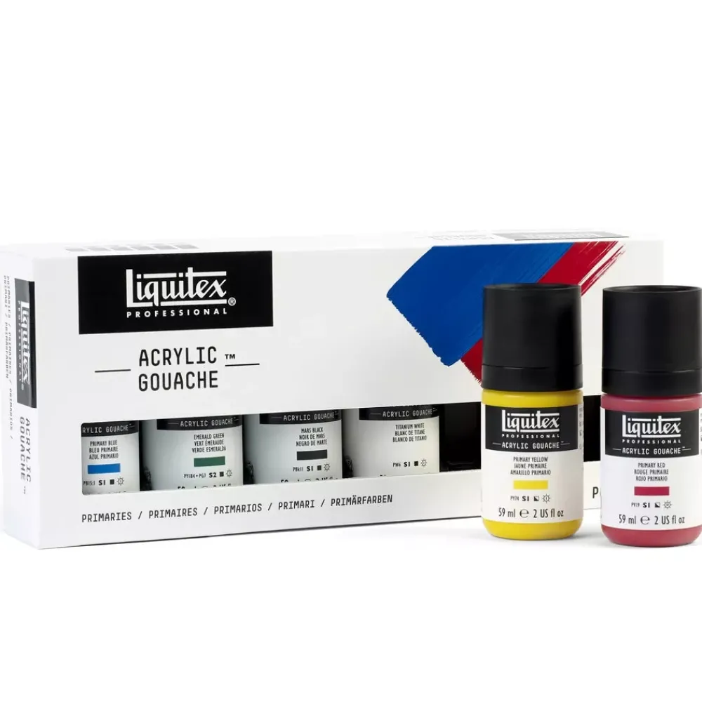 Hot Set 6 Gouache Acrílico Colores Primarios 59ml Pinturas Acrílicas