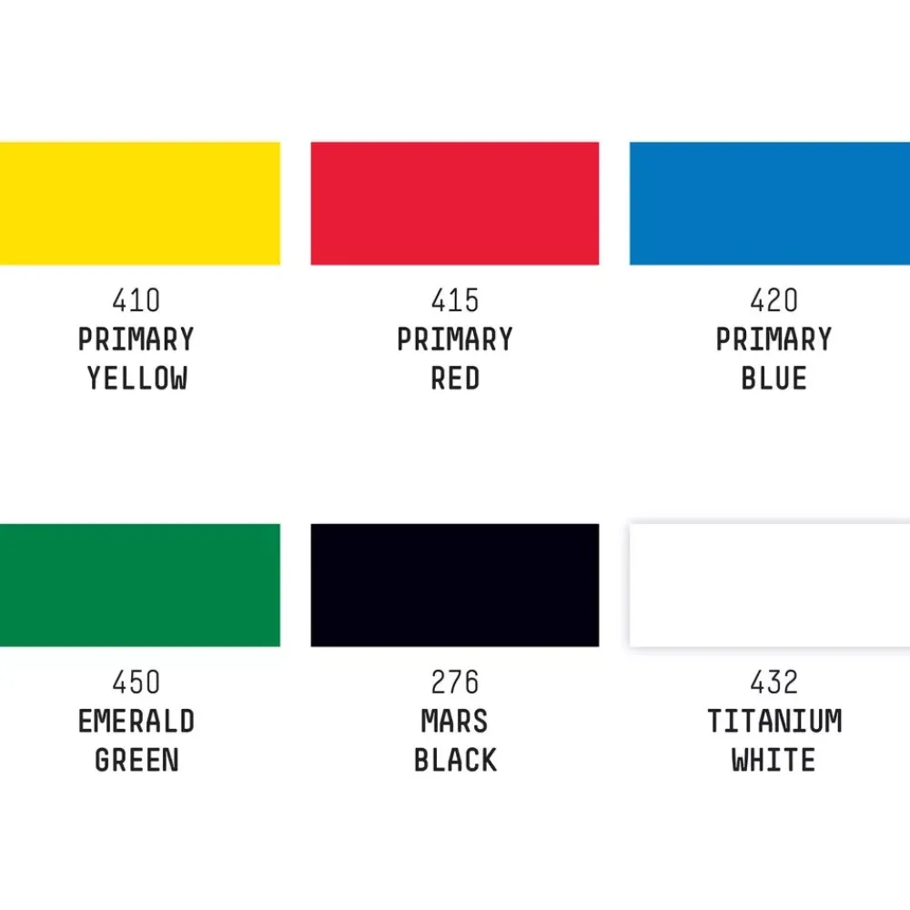 Hot Set 6 Gouache Acrílico Colores Primarios 59ml Pinturas Acrílicas